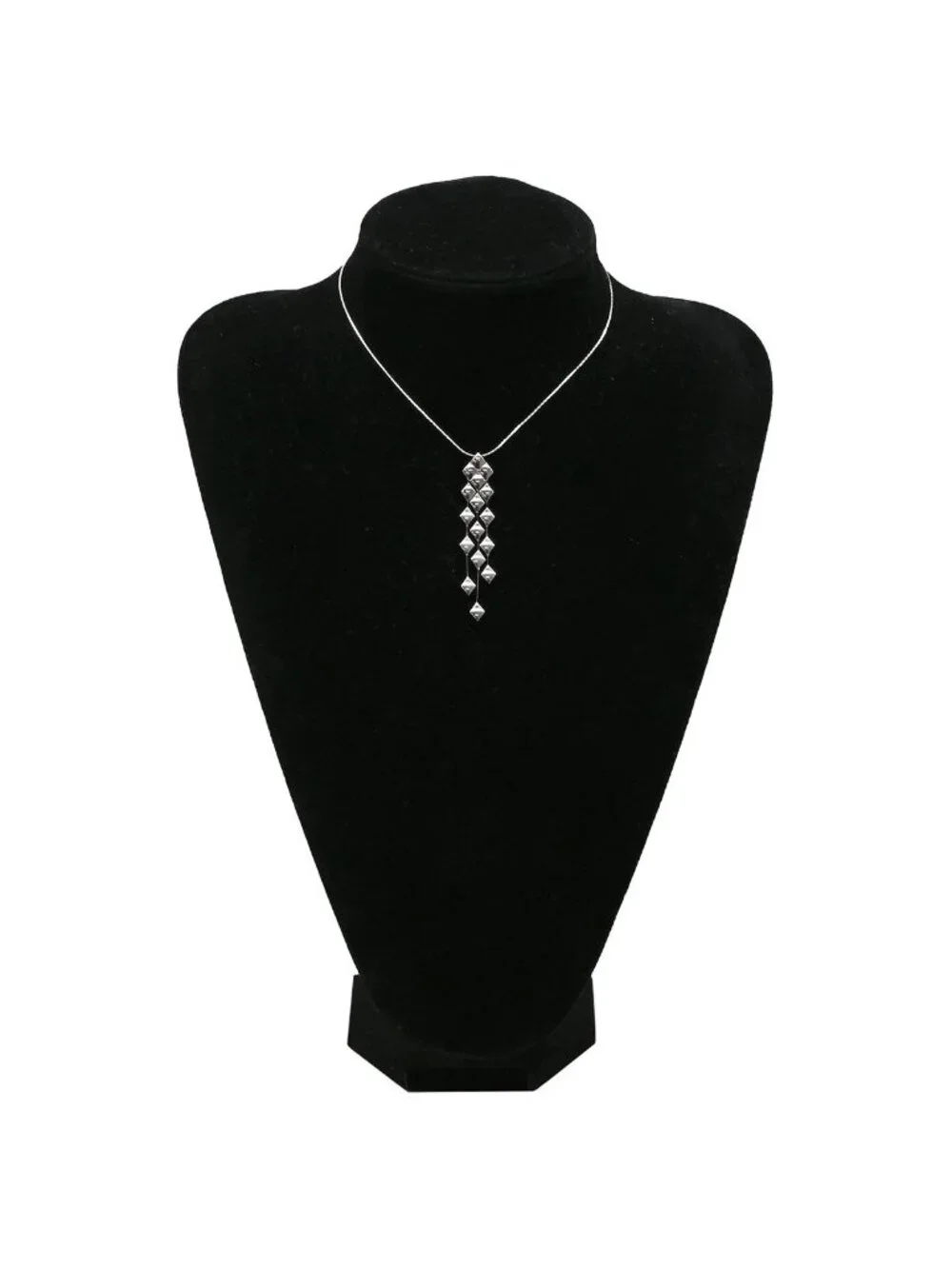 Chanel Pendant Quilted White Gold Drop Swing 18k WG 20k